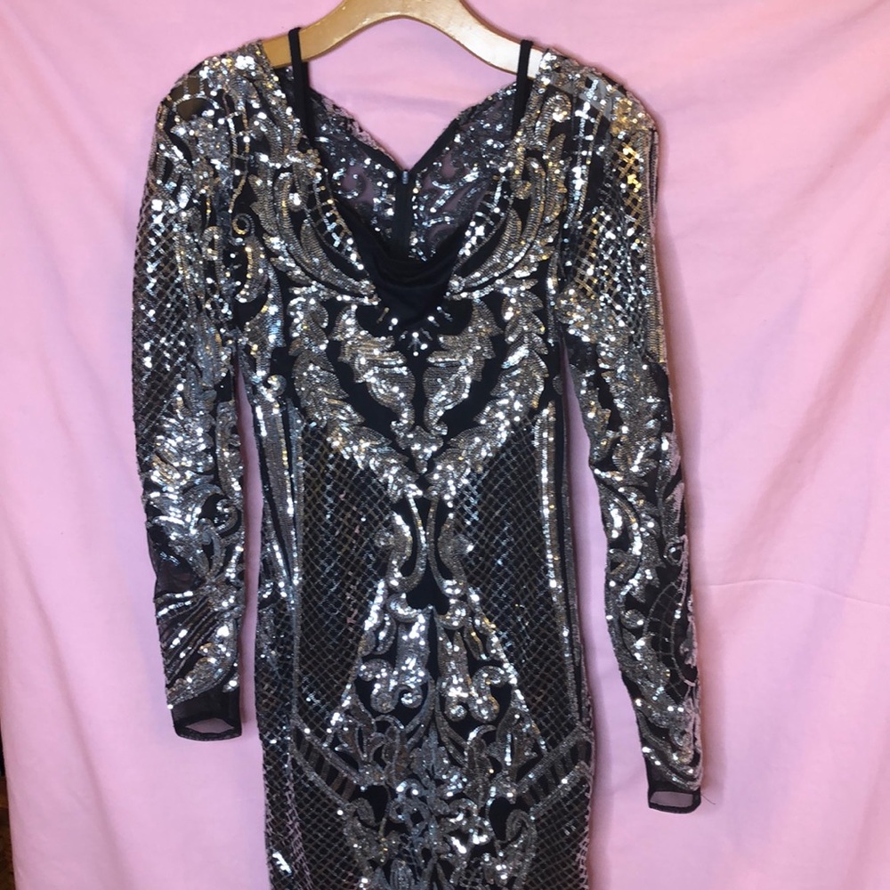 Black and silver custom made dress